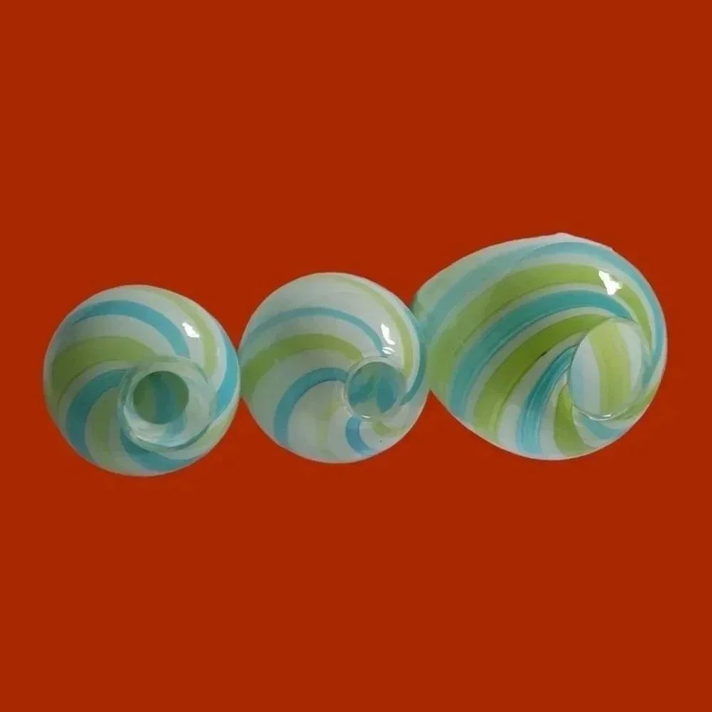 Tozai home glass vase green/turquoise waves set of 3